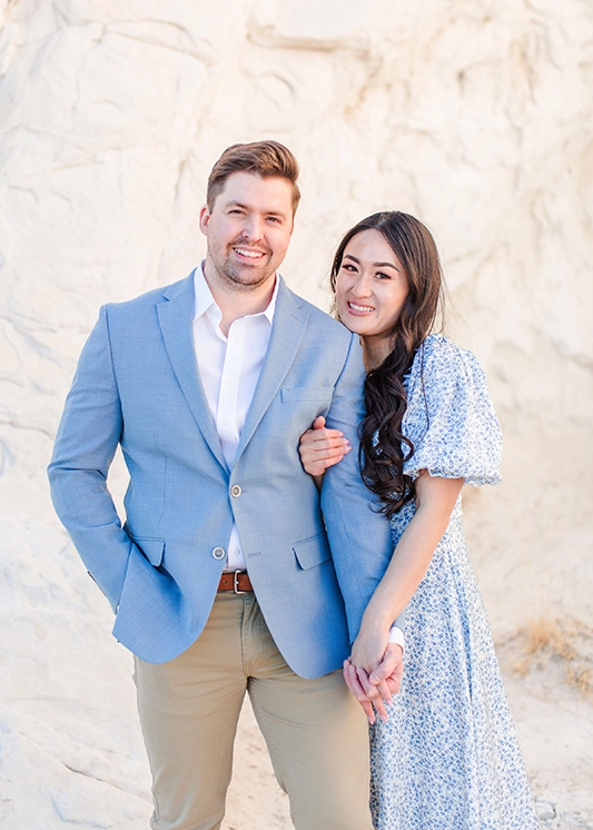 Family portrait of pediatric dentist Dr. Alicia Nguyen and her husband Jesse